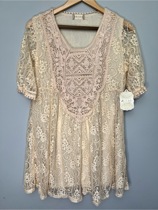 Altar'd State Dresses & Skirts - Romantic Boho Cottagecore Lace Crochet Cream Summer Mini Dress Medium